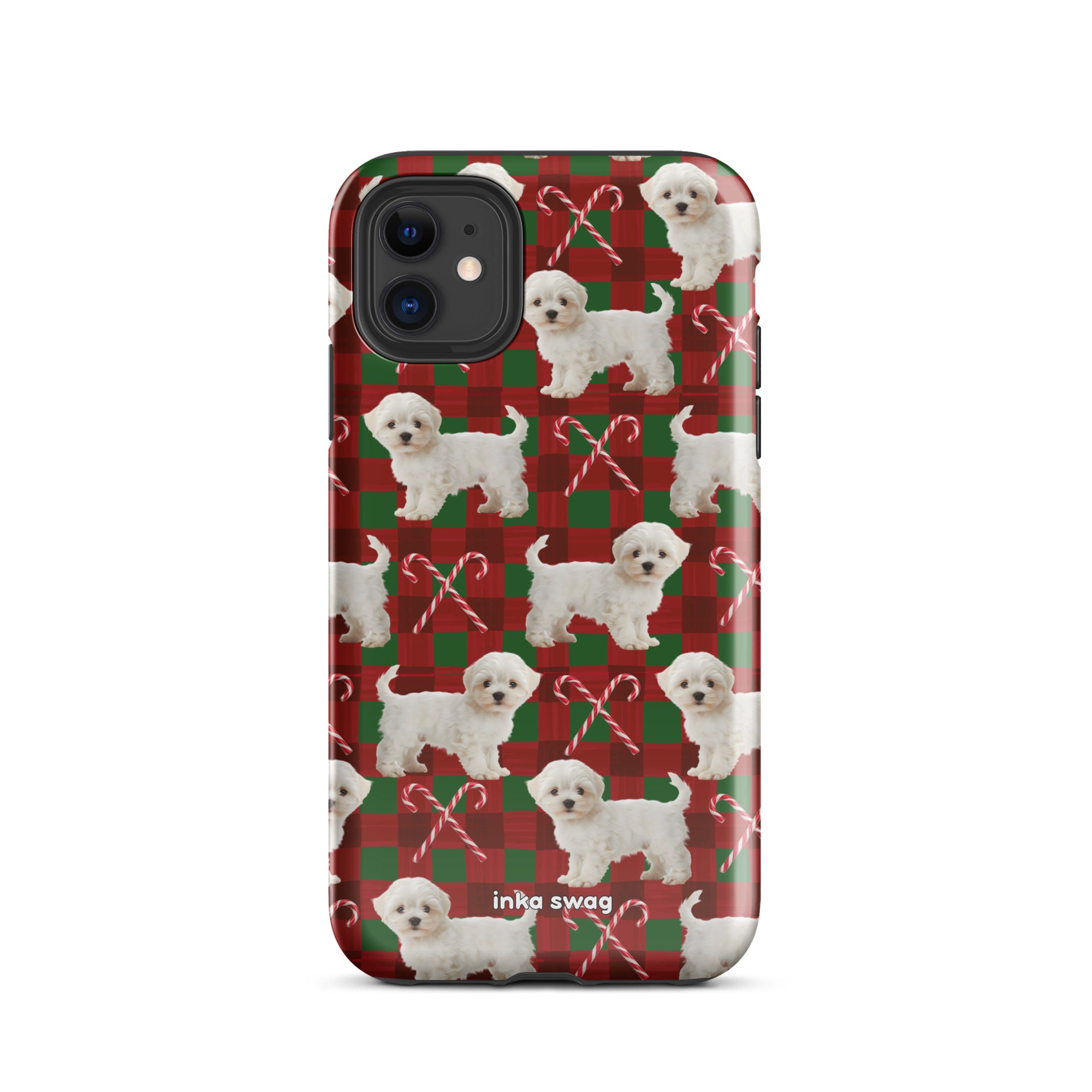 Candy Cane Pup Gingham - Green Edition